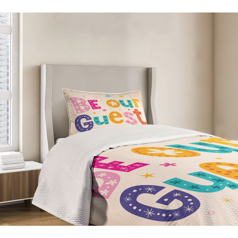 Cheery Colored Letters Bedspread Set