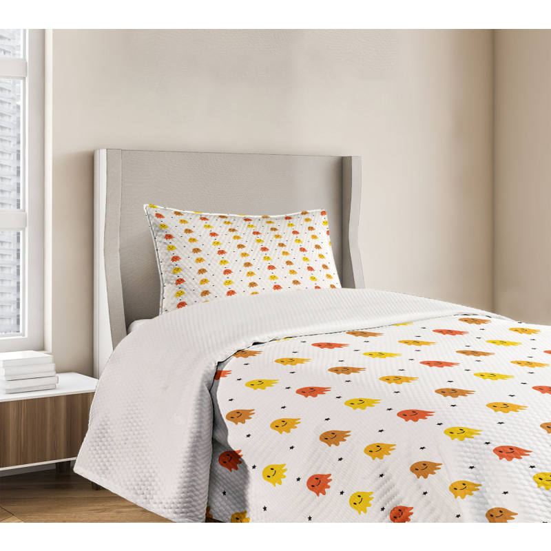 Black Stars Childish Design Bedspread Set