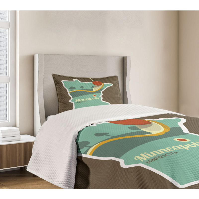 Minneapolis Doodle Map Bedspread Set