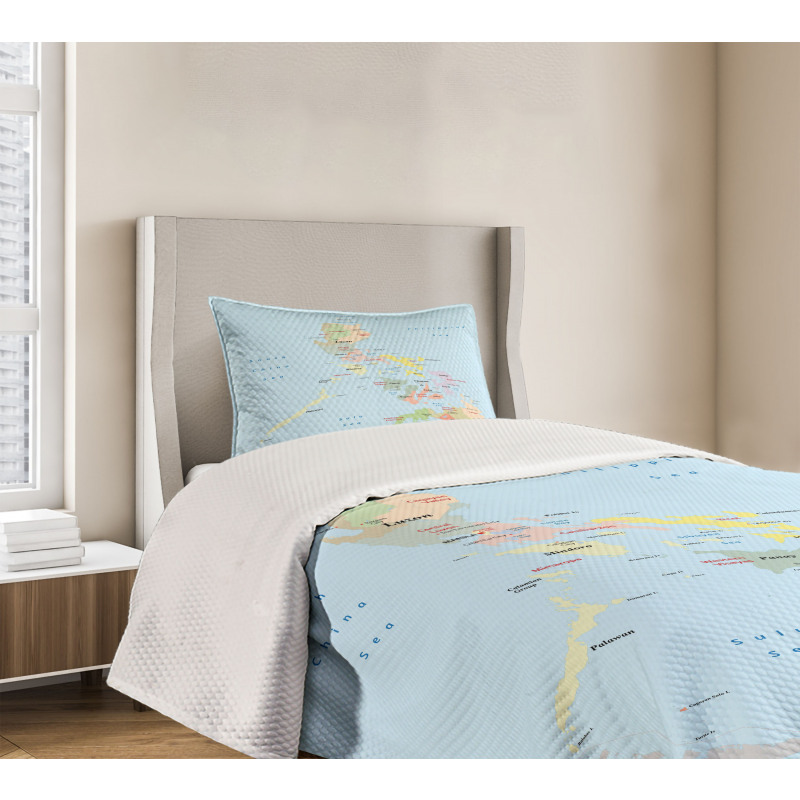 Map Cities with Seas Bedspread Set
