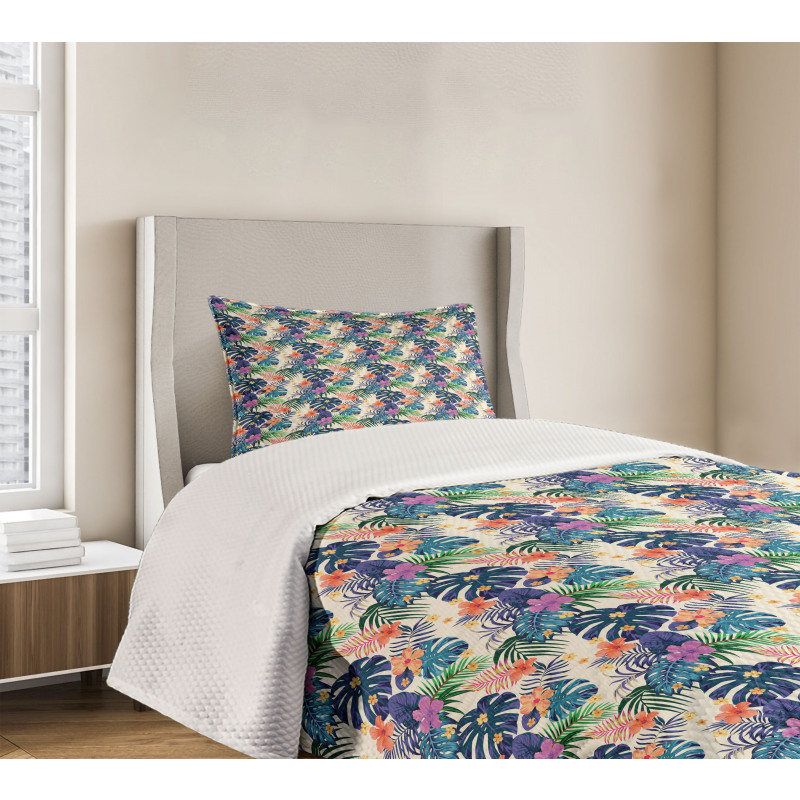 Flowers of Exotic Plants Bedspread Set