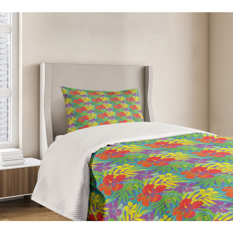 Hawaiian Rainforest Leaves Bedspread Set