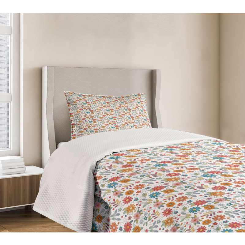 Colorful Flourishing Daisies Bedspread Set