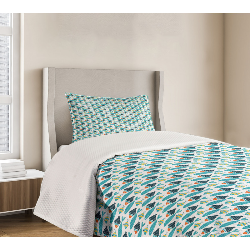 Colorful Fish Pattern Bedspread Set