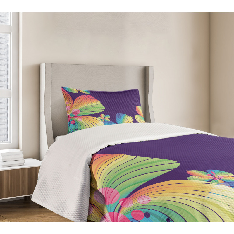 Abstract Big Exotic Flower Bedspread Set
