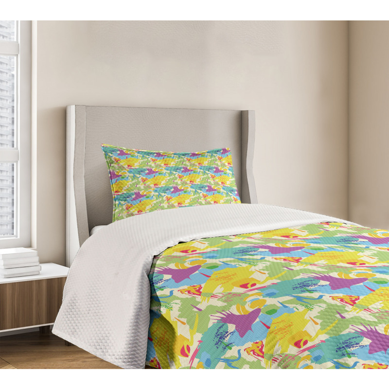 Trippy Paintbrush Pattern Bedspread Set