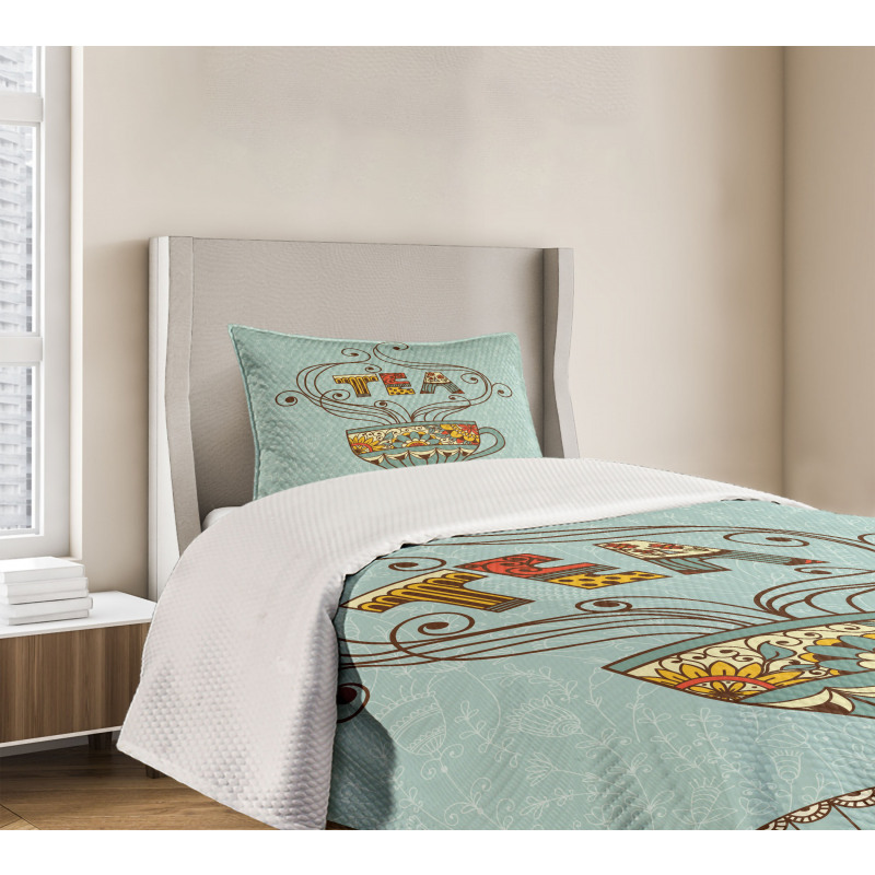 Cup Floral Ornamental Lines Bedspread Set