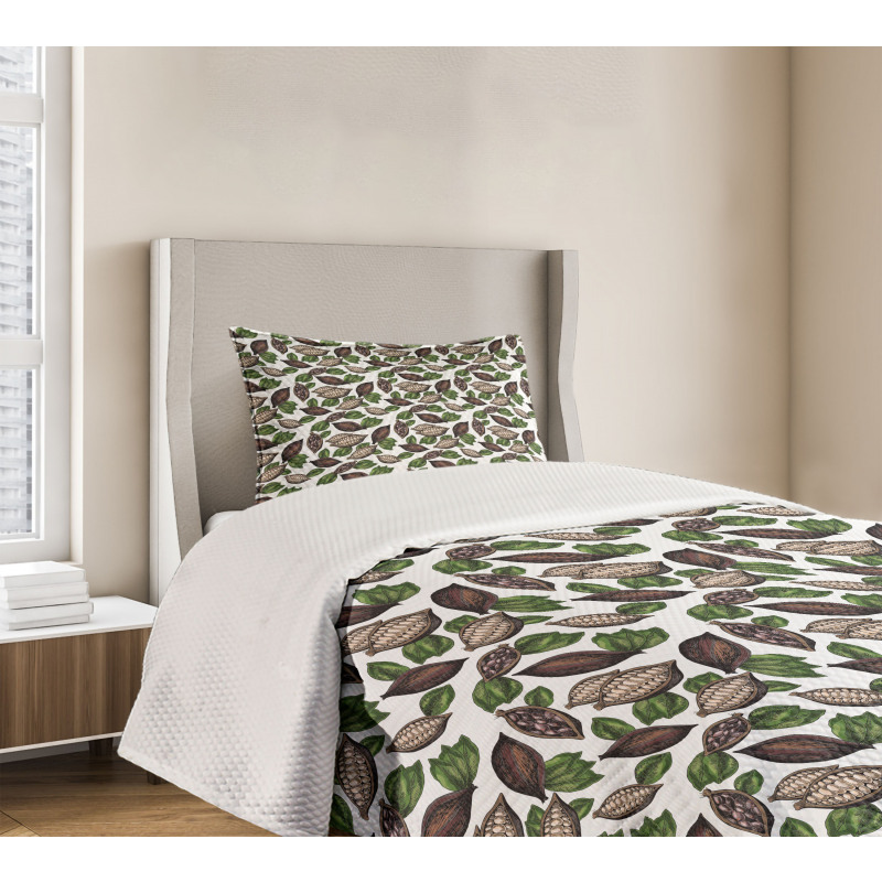 Sketch Art Beans and Leaves Bedspread Set