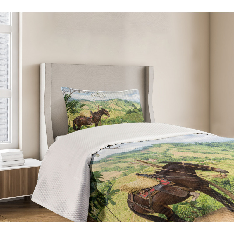 Rural ColumbiMountains Bedspread Set