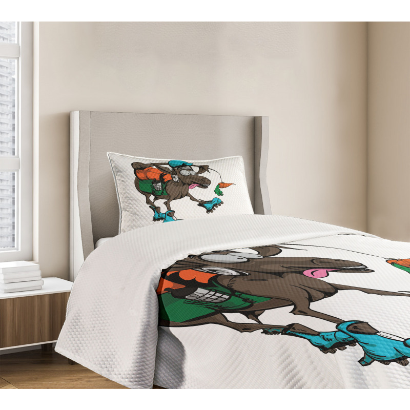 Funny Animal Chasing Carrot Bedspread Set