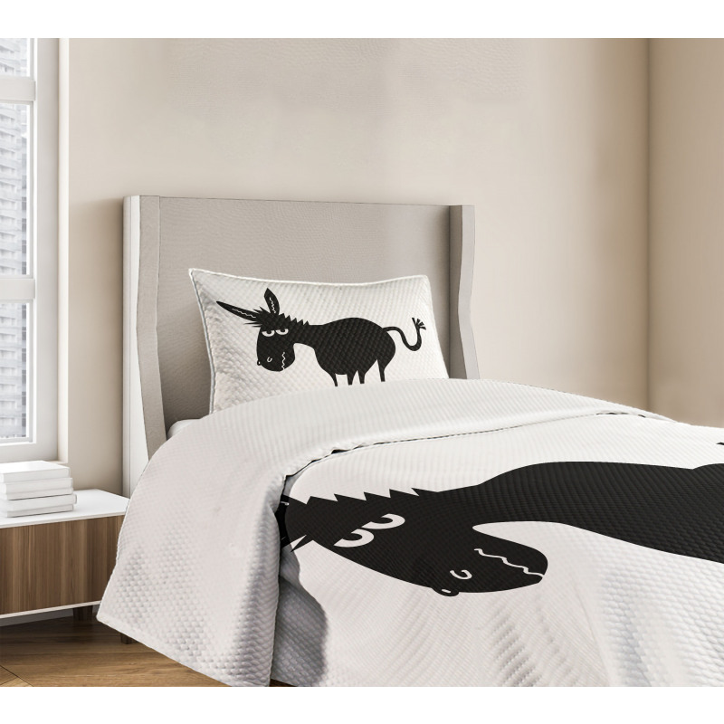 Black Fun Mascot Silhouette Bedspread Set