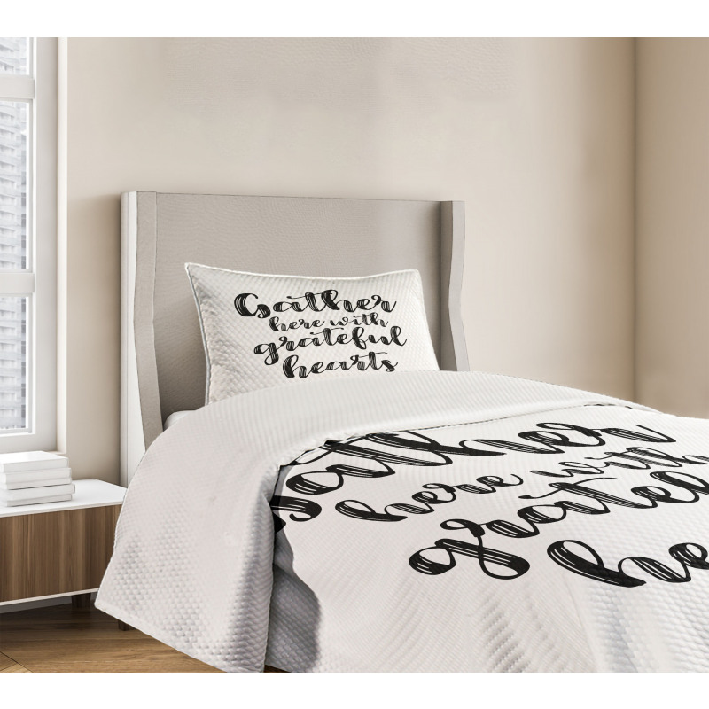 Modern Hand Written Words Bedspread Set