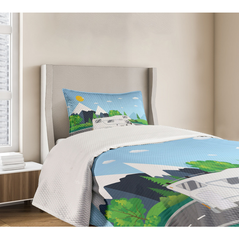 Truck Driving on Countryside Bedspread Set