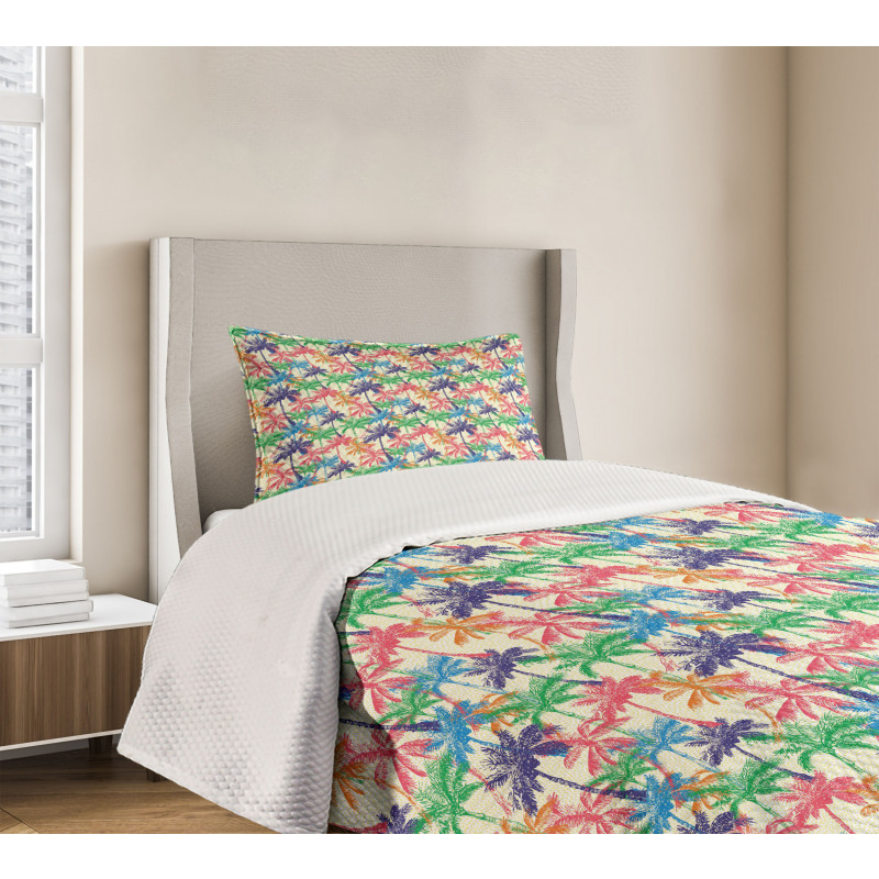 Vibrant Tropic Palm Trees Bedspread Set