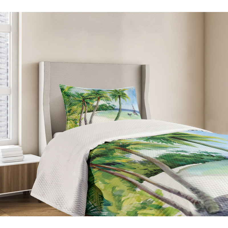 Tropical Landscape Beach Bedspread Set