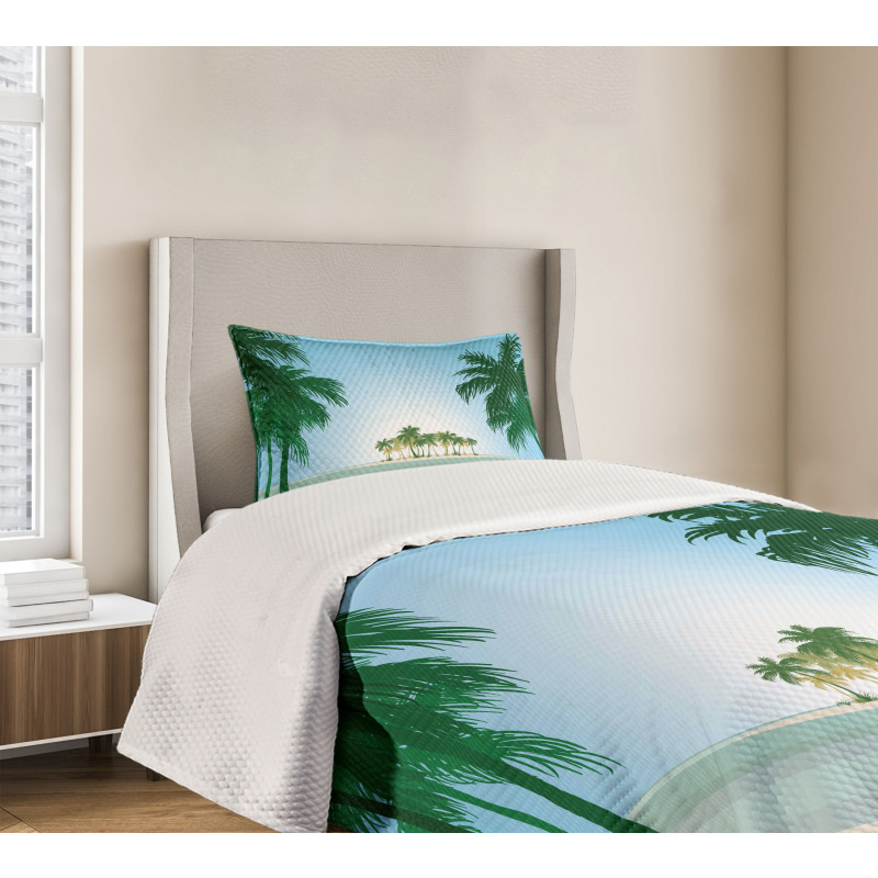 Exotic Palm Tree Beach Bedspread Set