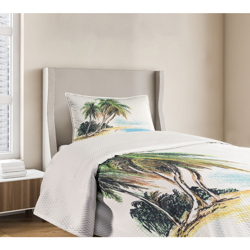 Palm Trees Coastal Charm Bedspread Set
