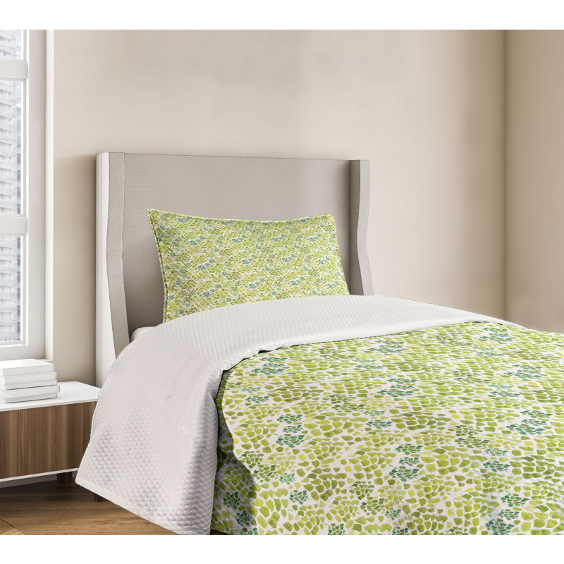 Brush Stroke Style Foliage Bedspread Set