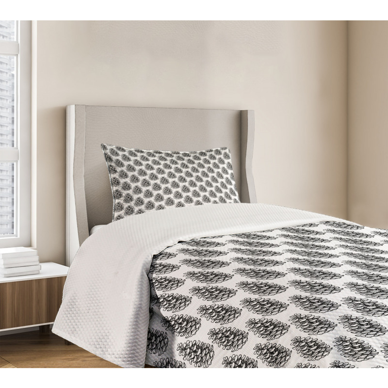 Monochrome Conifer Theme Bedspread Set
