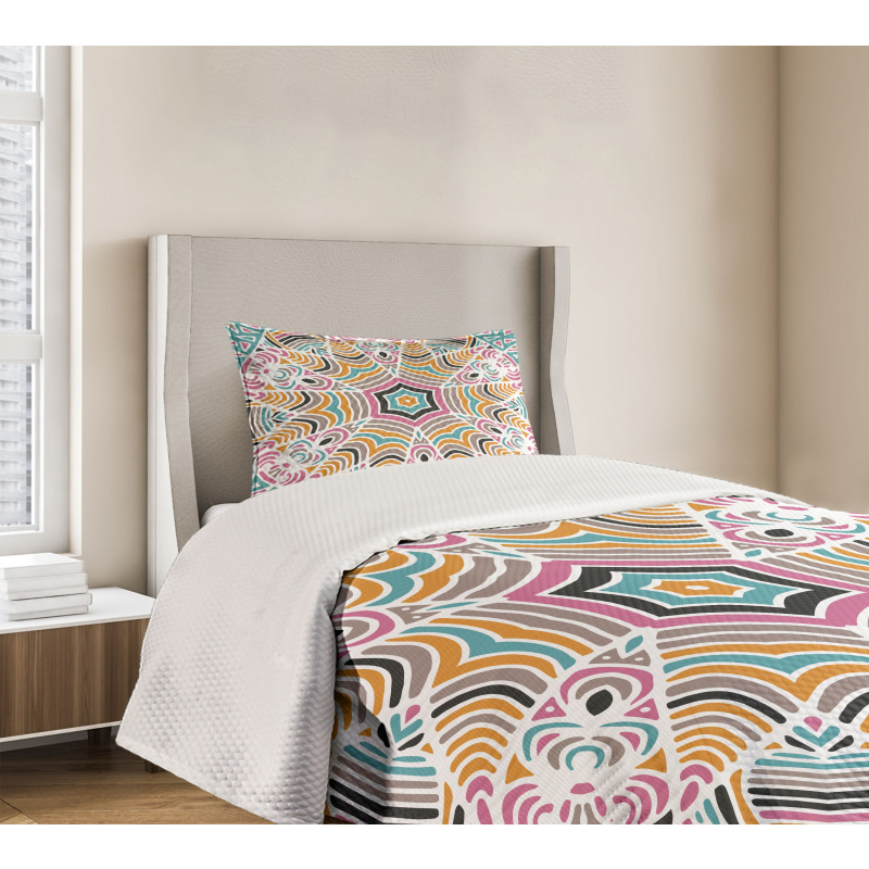 Abstract Floral Art Motif Bedspread Set