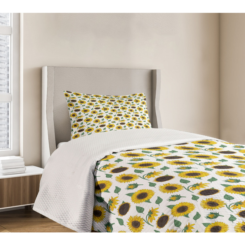 Hand-drawn Floral Art Bedspread Set