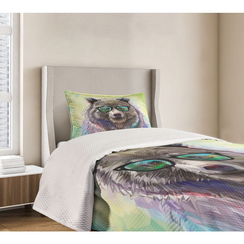 Colored Wild Bear Art Bedspread Set