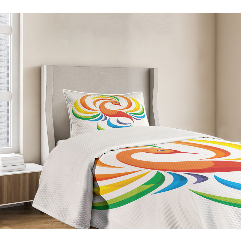 Rainbow Toned Bird Bedspread Set