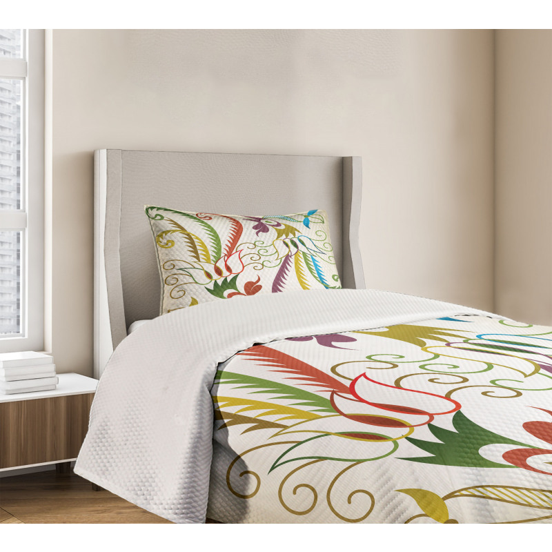 Bird in Retro Tones Bedspread Set