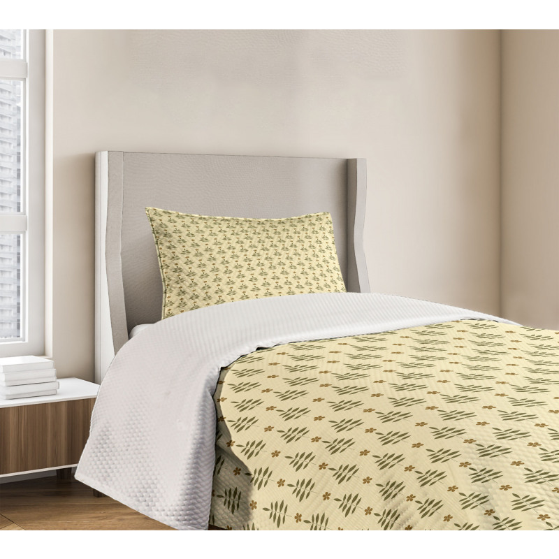 Foliage Leaves with Blossoms Bedspread Set