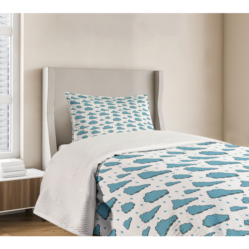 Rain Drops and Clouds Bedspread Set