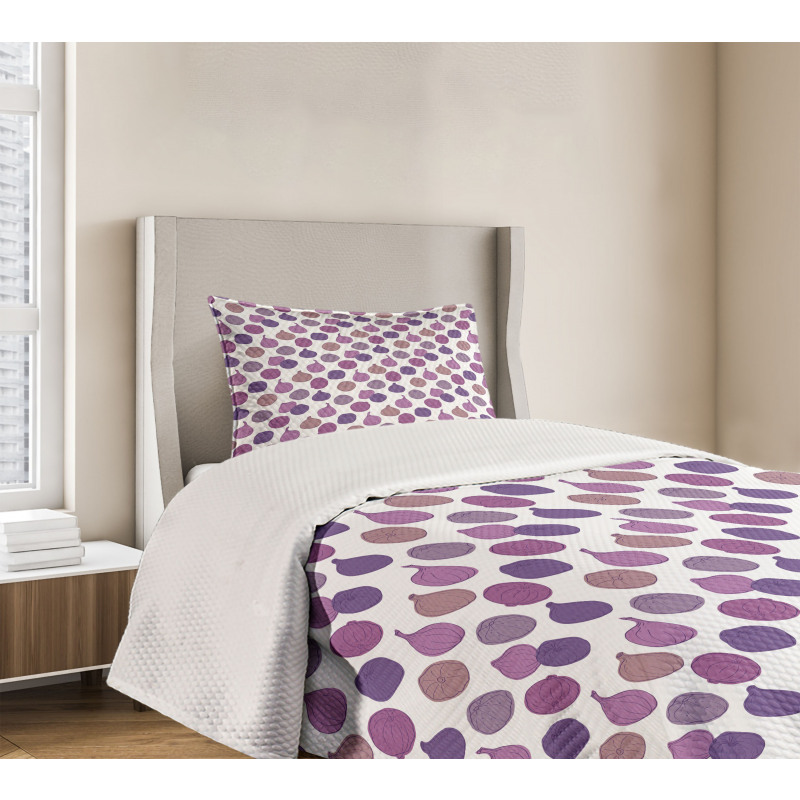 Purple Tones Figs Fruit Art Bedspread Set