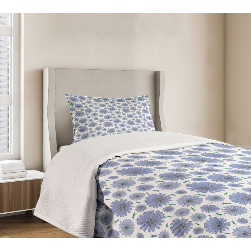 Chicory Flower Pattern Buds Bedspread Set