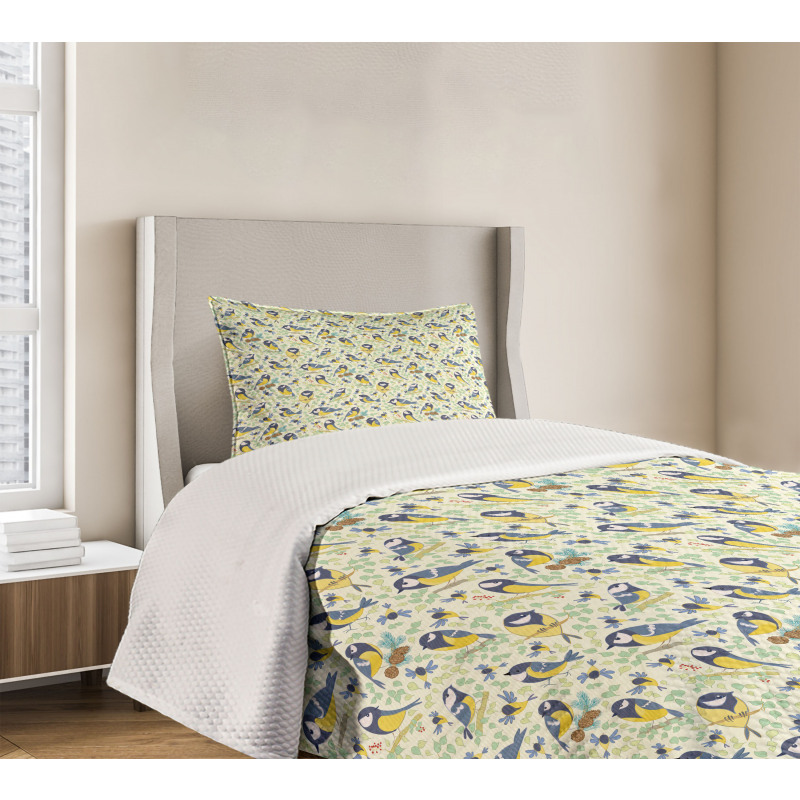 Pine Cones and Leaves Doodle Bedspread Set