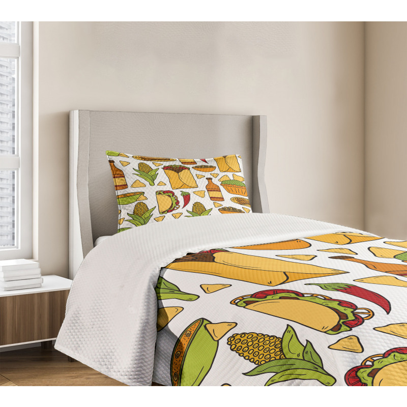 Latin Food Chili Taste Taco Bedspread Set