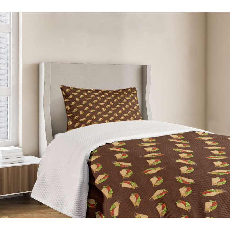 Tasty Yummy Mexican Cuisine Bedspread Set