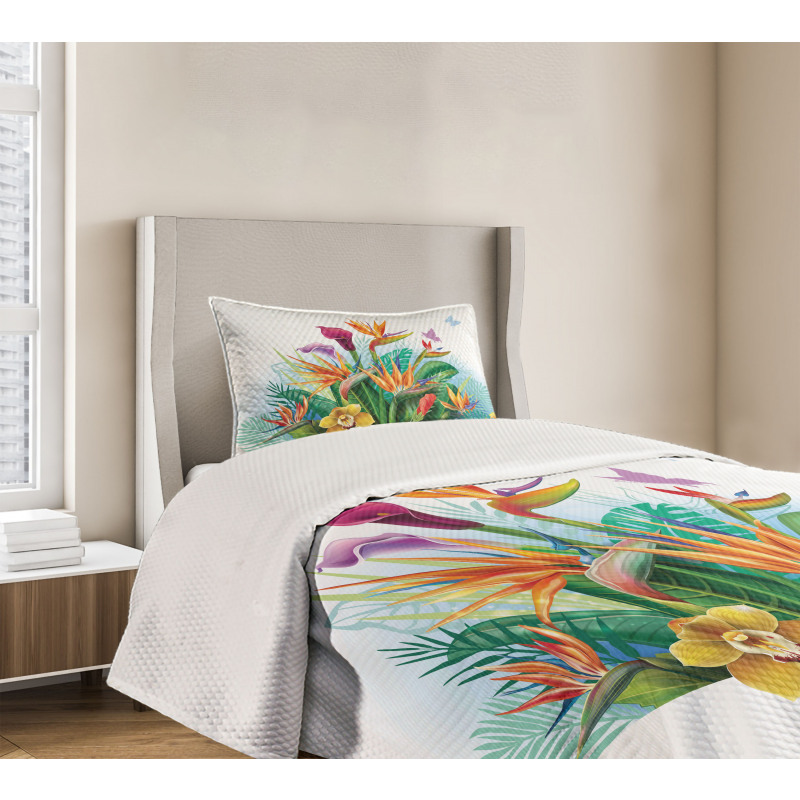 Exotic Flower Strelitzia Bedspread Set