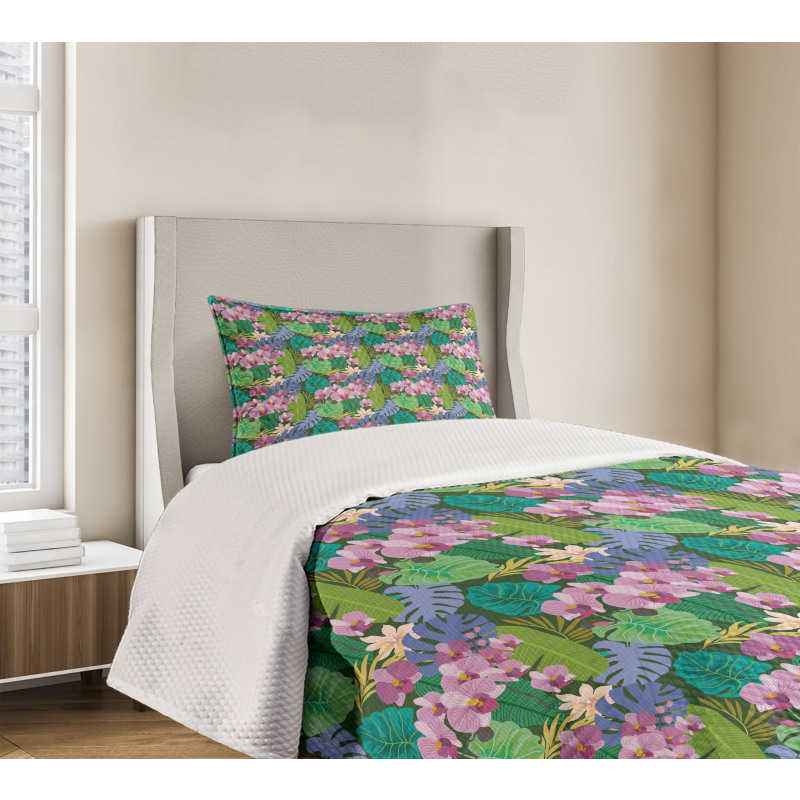 Colorful Aloha Island Motif Bedspread Set