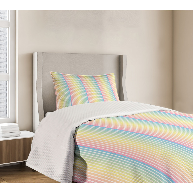 Blended Soft Pastel Color Bedspread Set