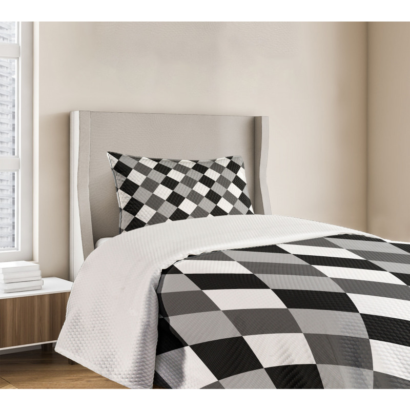 Black and White Rhombus Bedspread Set