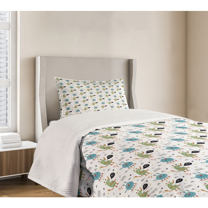 Funky Monsters and Creatures Bedspread Set