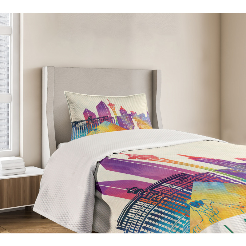 Colorful Landmarks Design Bedspread Set