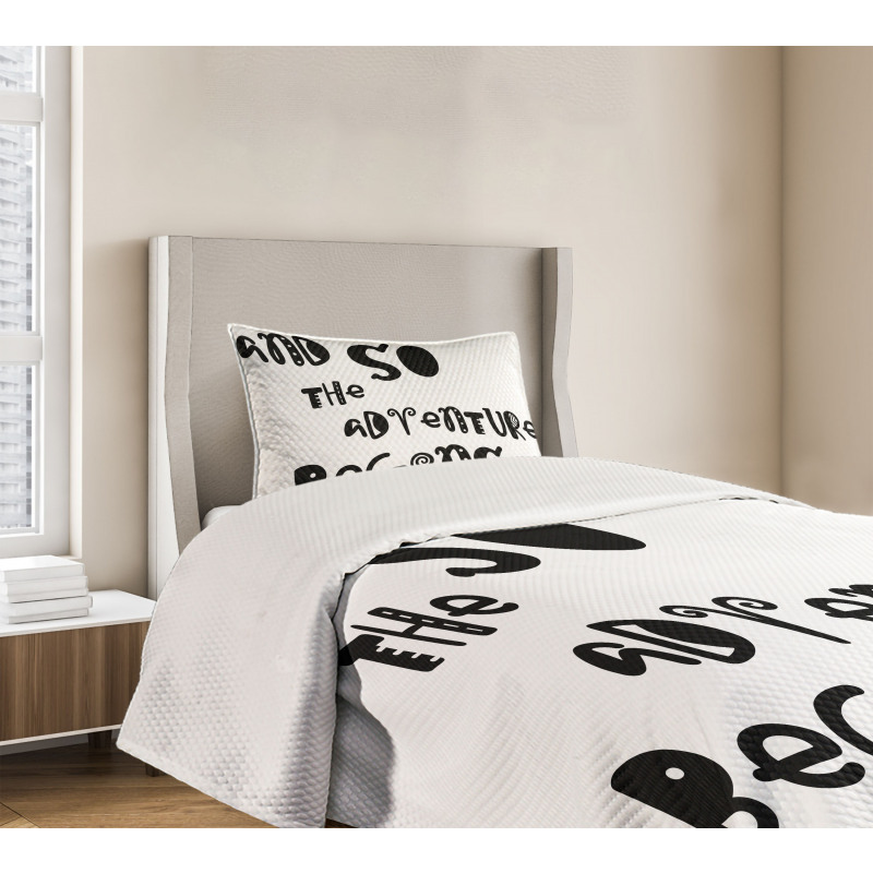 Hand Drawn Calligraphy Retro Bedspread Set