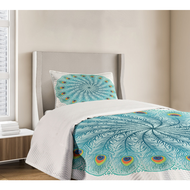 Peafowl Feathers Bedspread Set