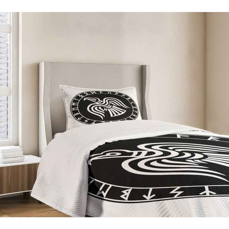 Illustration of Odins Ravens Bedspread Set