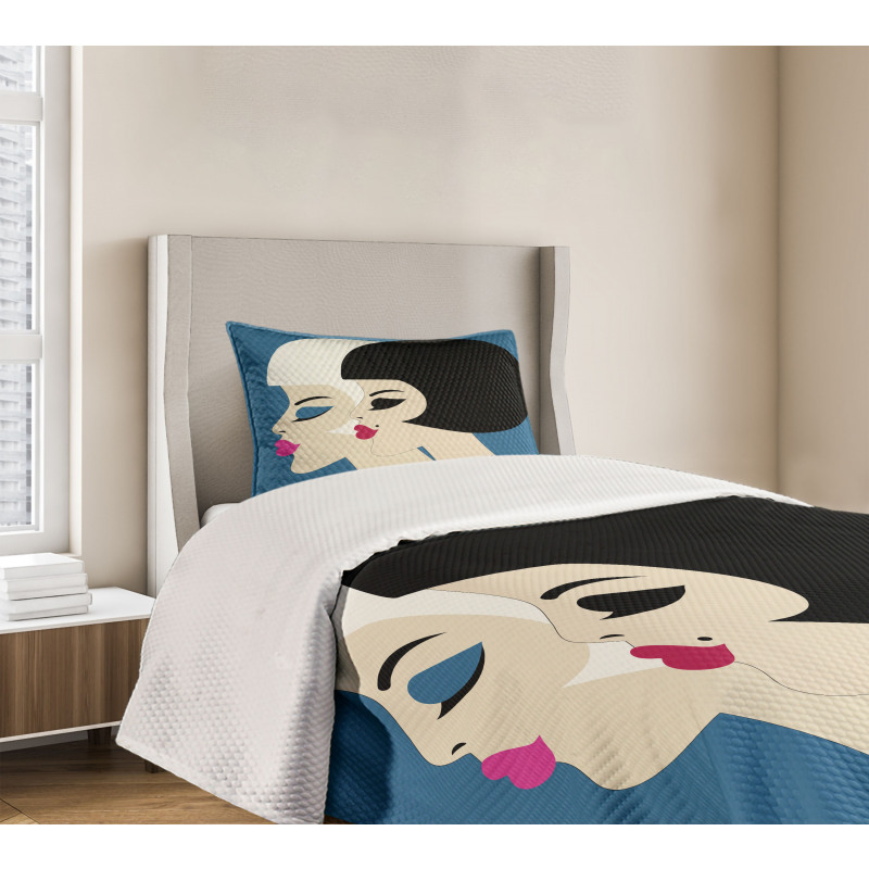 Bob Haircut Twin Ladies Bedspread Set