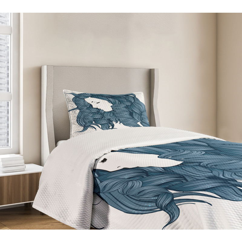 Dark Blue Funky Boucles Bedspread Set