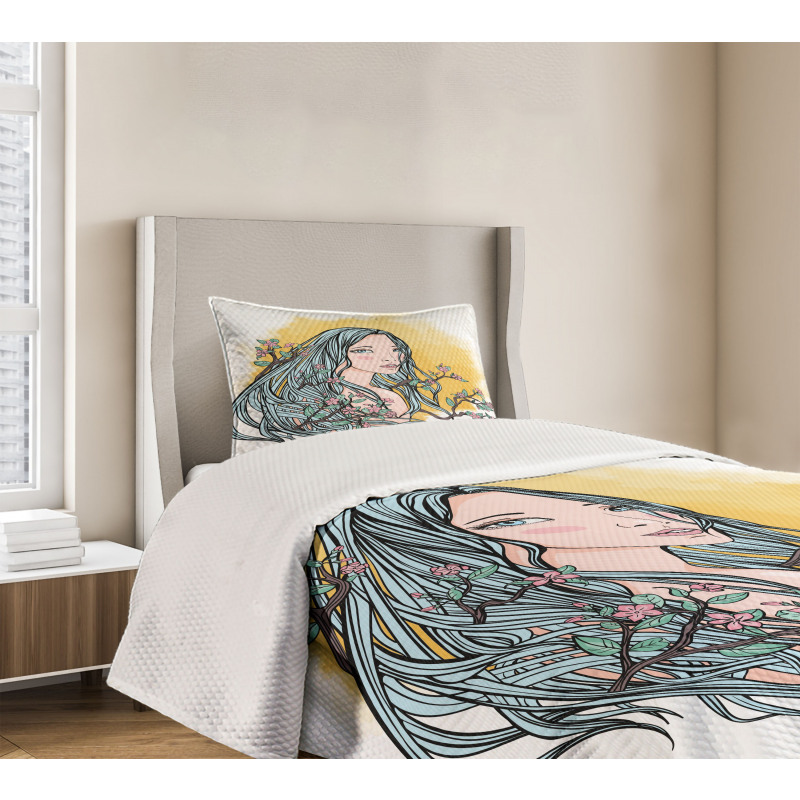 Japanese Cherry Blossom Bedspread Set