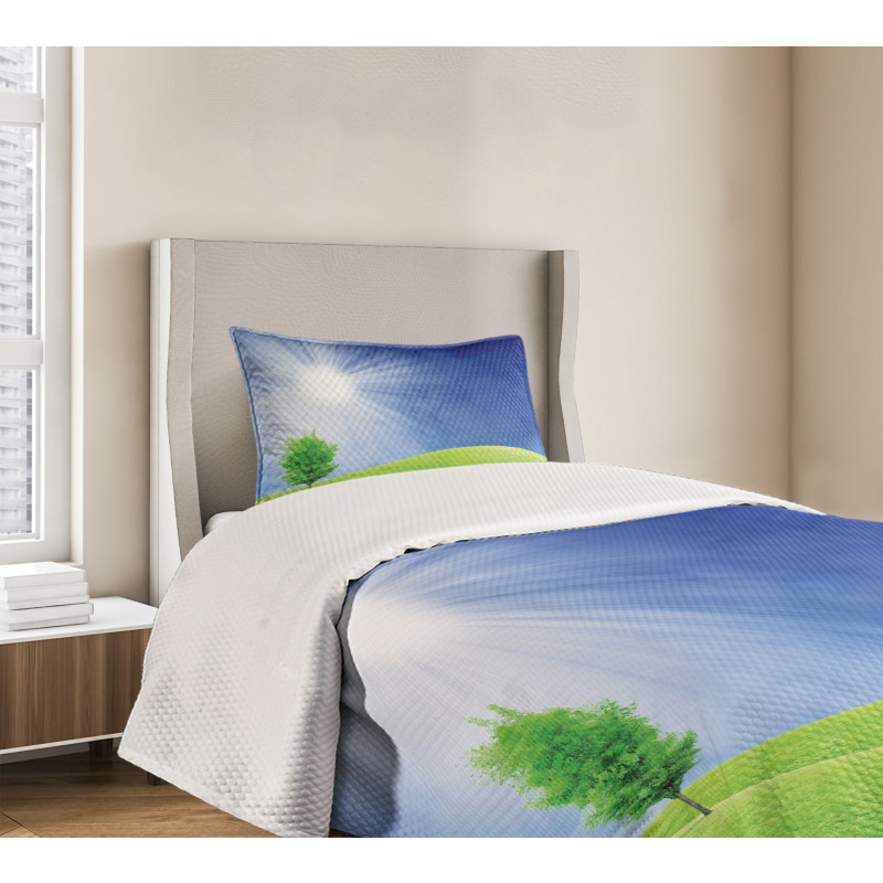 Sun Rays with Lonely Tree Bedspread Set