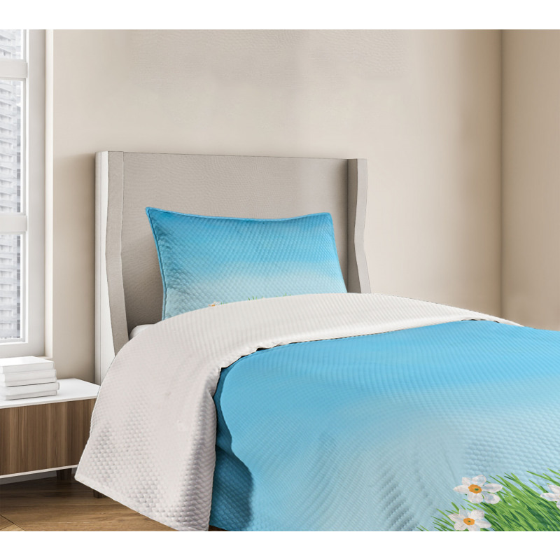 Blue Skies Blurred Background Bedspread Set