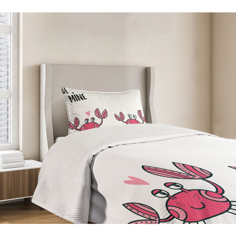 Funky Crab Couple and Heart Bedspread Set